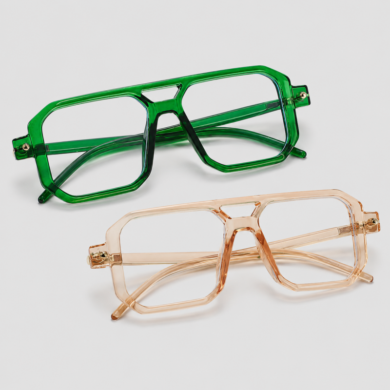 Double Bridge Pilot Square Glasses