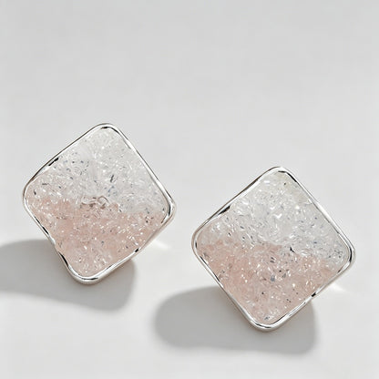 Round Square Glitter Crushed Glass Crystal Studs