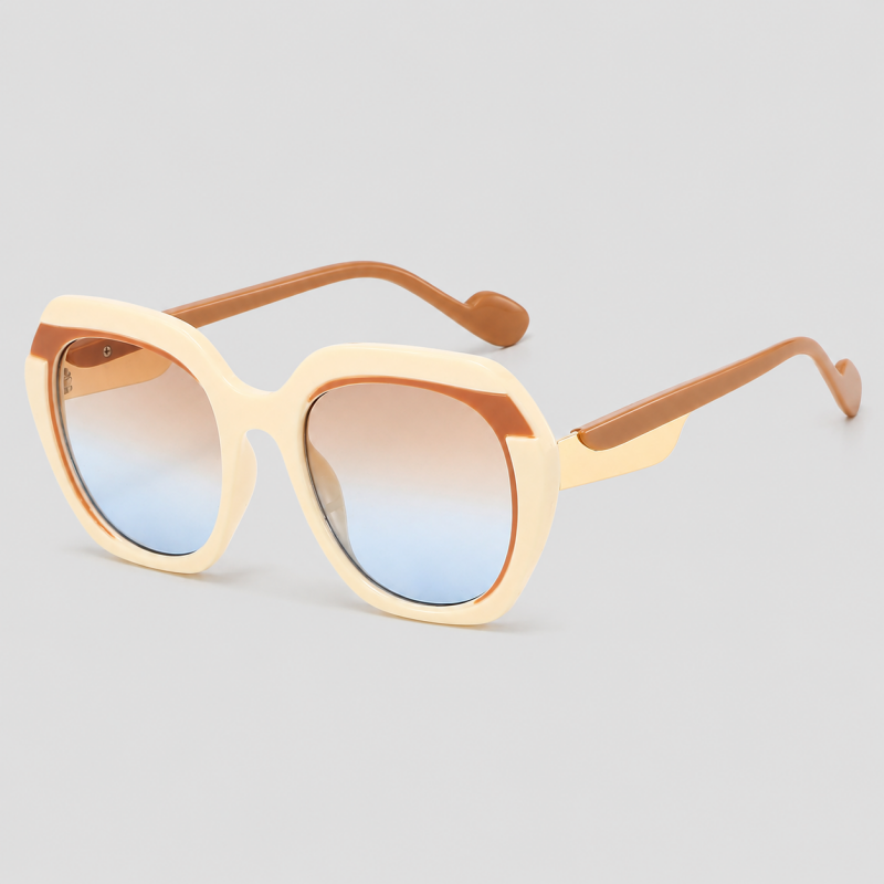 Oversized Two-tone Geometric Square Gradient Lens Sunglasses