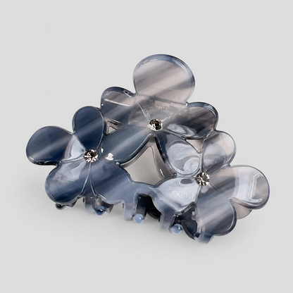 Three Flower Rhinestone Shark Hair Claw Clip