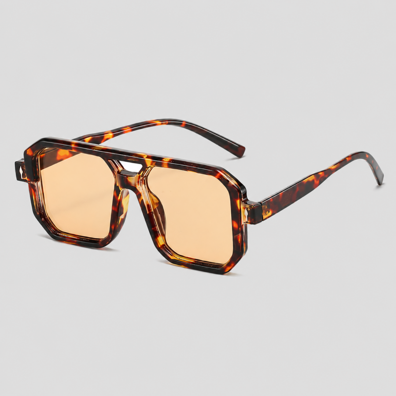 Double Bridge Arrow Metal Decor Square Sunglasses