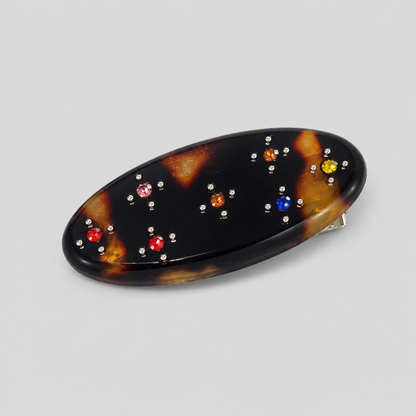 Mini Oval Rhinestone Hair Barrette