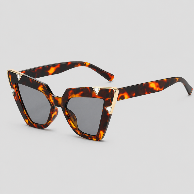 Four-Corner Triangle Metal Decor Cat Eye Sunglasses