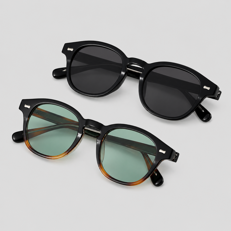 Vintage Round Rivet Decor Sunglasses