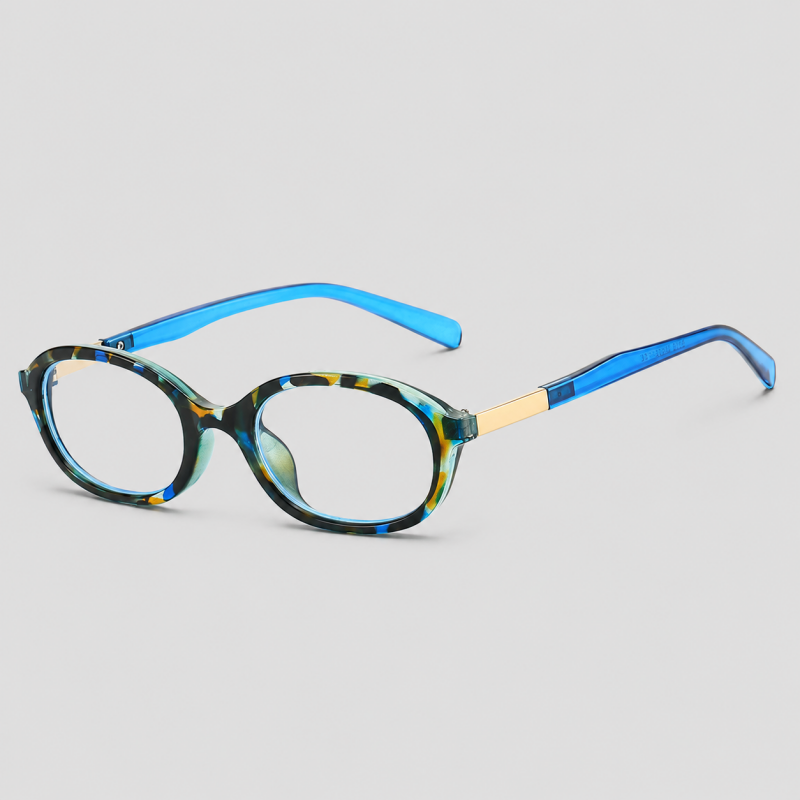 Small Oval Two-tone Metal Spliced Temple Glasses