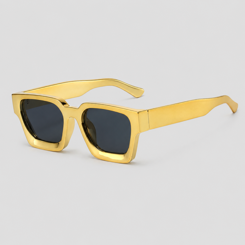 Metallic Electroplated Thick Square Trendy Sunglasses