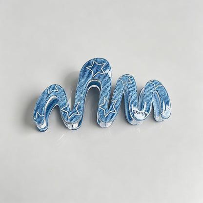 Blue Heart Print Hair Claw Clips