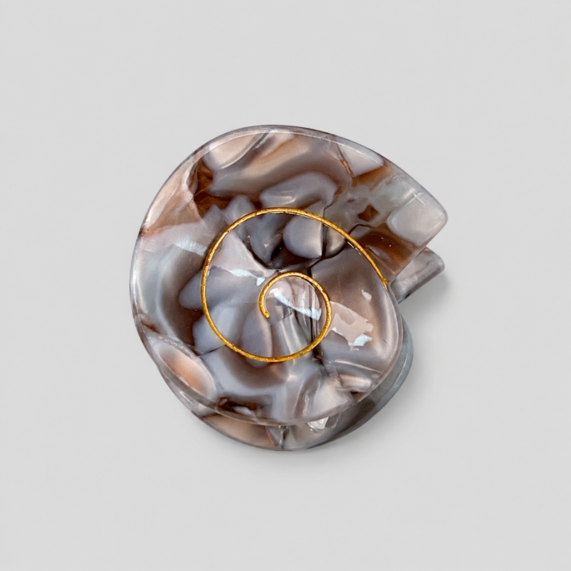 Nautilus Conch Gold Line Hair Claw Clip