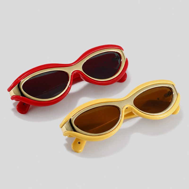 Retro Two-Tone Oval Fashion Sunglasses