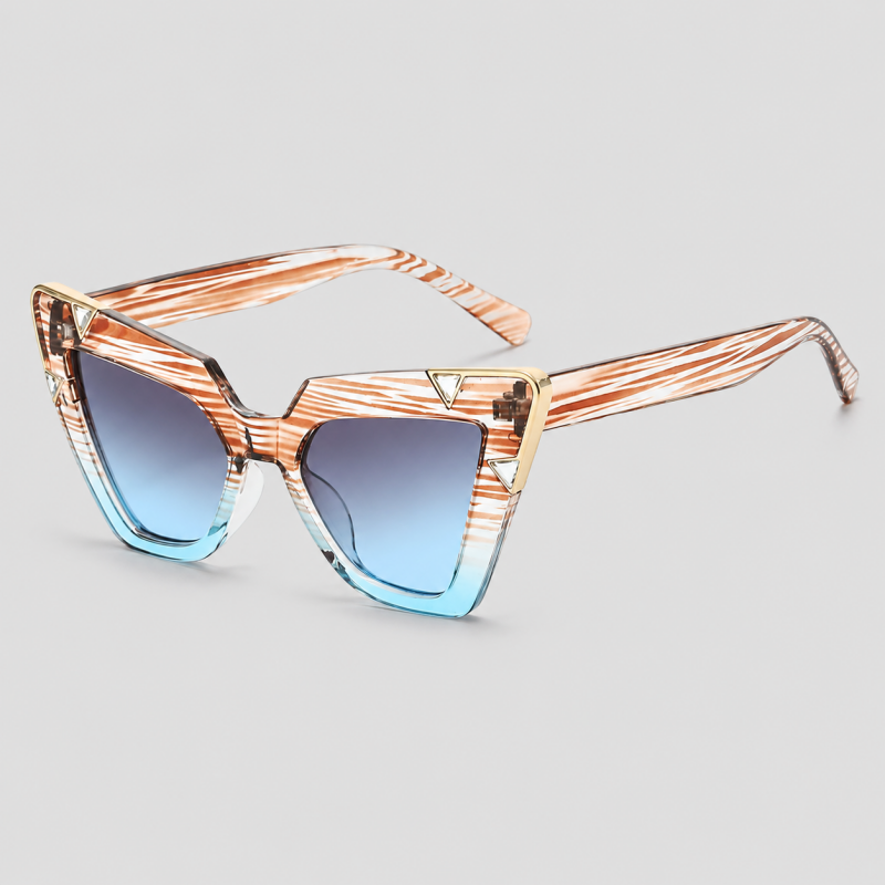 Four-Corner Triangle Metal Decor Cat Eye Sunglasses