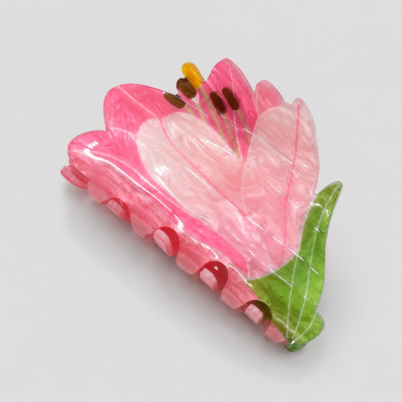 Hand-Painted Floral Shark Hair Claw Clip