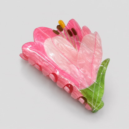 Hand-Painted Floral Shark Hair Claw Clip