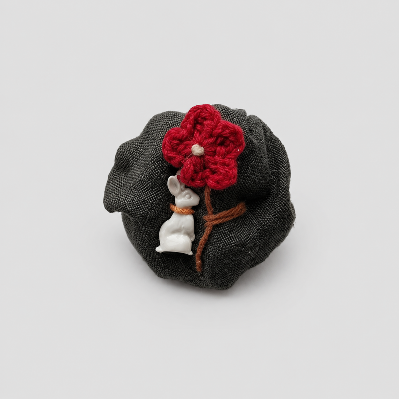 Crochet Mushroom Faux Wool Brooch