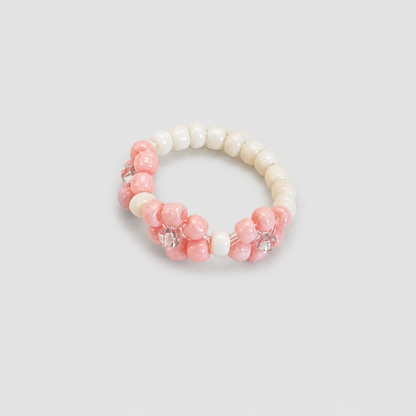 Pink Tones Flower Bead Ring