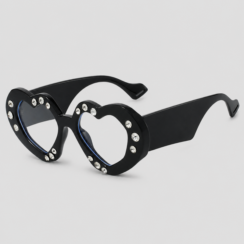 Heart-shaped Full Rhinestone Inlay Party Trendy Sunglasses