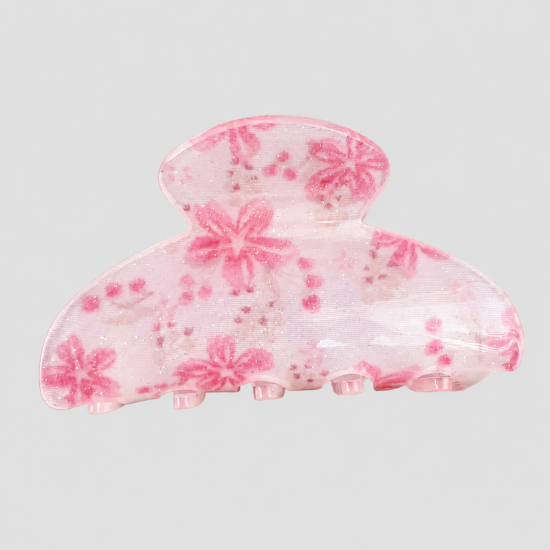 Dried Flower Print Shark Hair Claw Clip