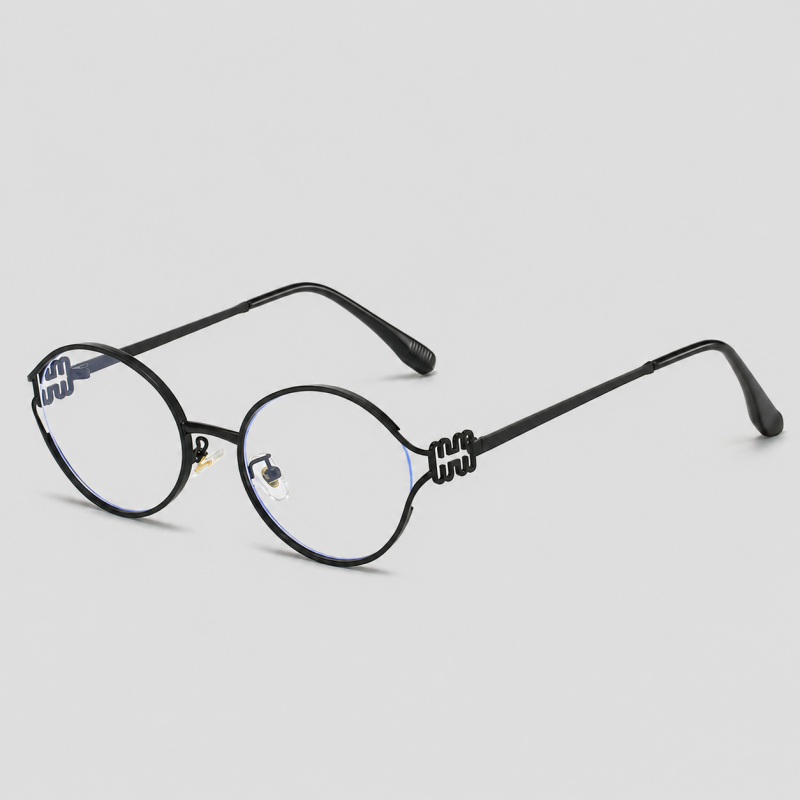 Oval Hollow Cutout Metal Temple Luxury Sunglasses