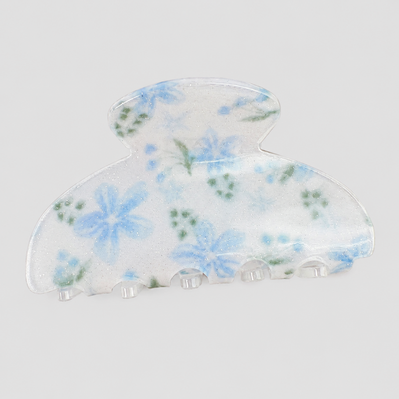 Dried Flower Print Shark Hair Claw Clip