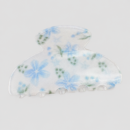 Dried Flower Print Shark Hair Claw Clip