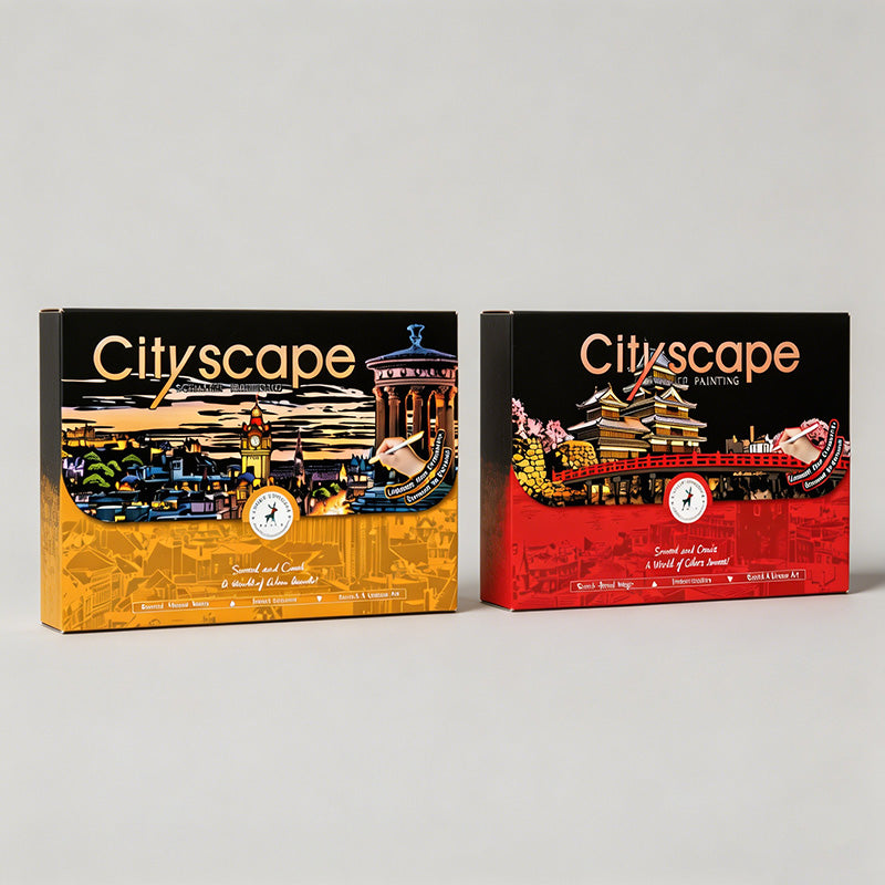 A3 City Scenery DIY Educational Scratch Painting Card