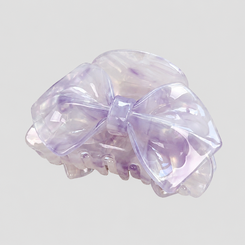 Large Pink Marbled Bow Hair Claw Clip