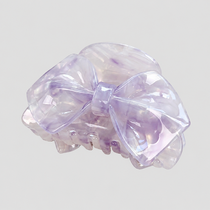 Large Pink Marbled Bow Hair Claw Clip