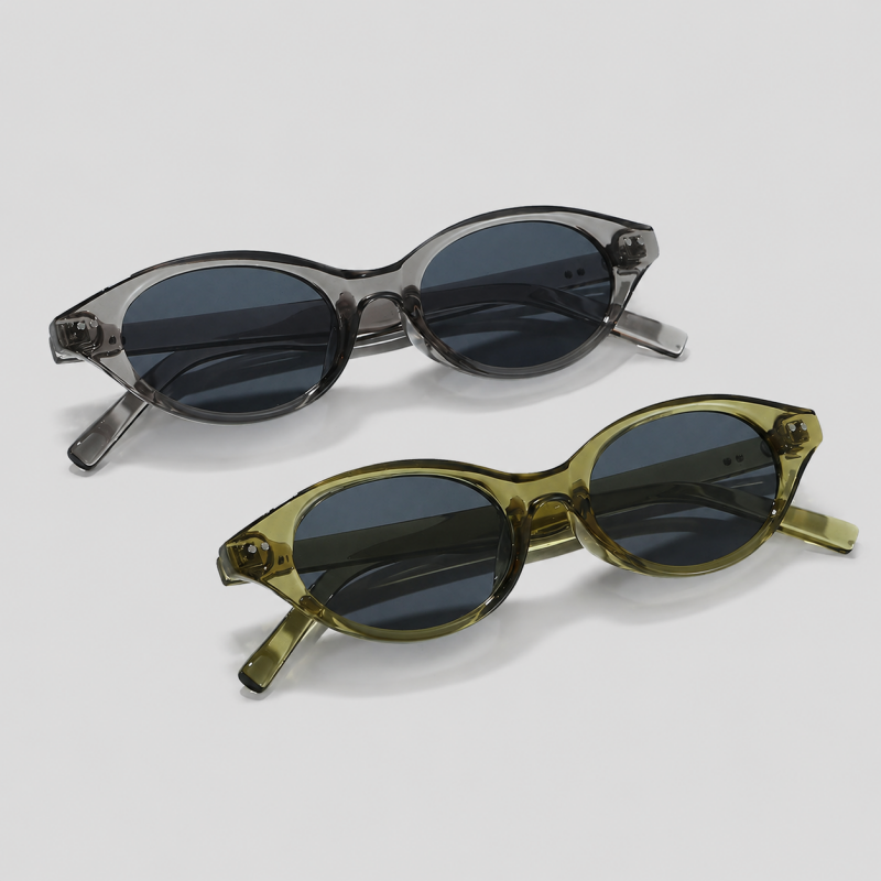 Tiny Oval Two Rivet Decor Retro Y2K Sunglasses