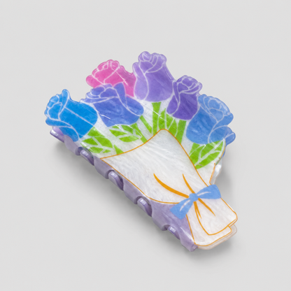 Hand-Painted Floral Shark Hair Claw Clip
