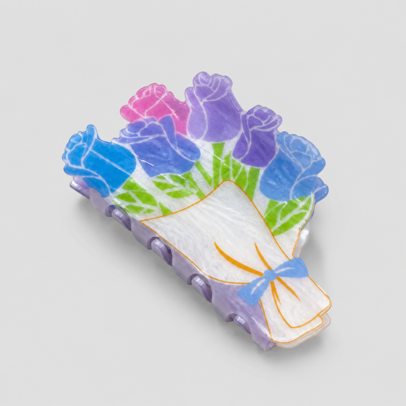 Hand-Painted Floral Shark Hair Claw Clip