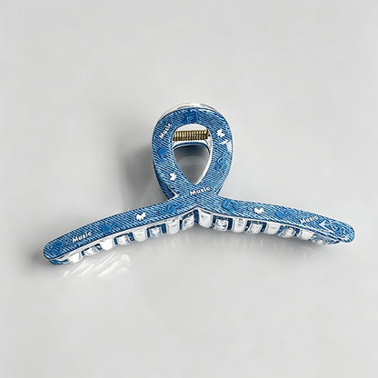 Blue Heart Print Hair Claw Clips