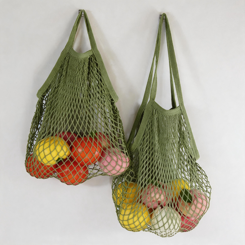 Bold Color Cotton Hollow-out Mesh Hobo Shoulder Bag