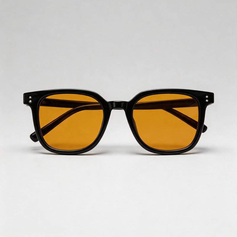 Black Frame Tea Tint Square Fashion Sunglasses