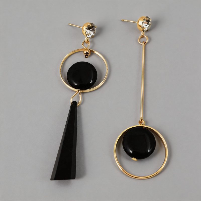Lightweight Stone Long Pendant Geometric Circles Earrings