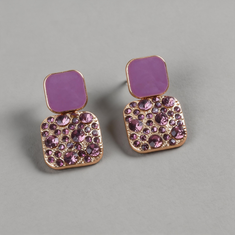 Minimalist Stone Square Geometric Rhinestone Inlay Earrings