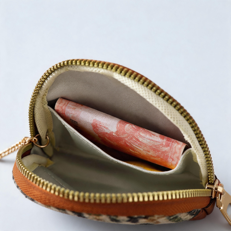 Plaid Shell Coin Pouch