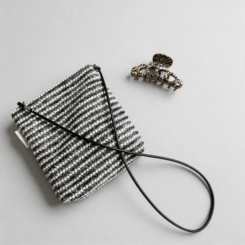 Minimalist Vintage Striped Woolen Crossbody Pouch