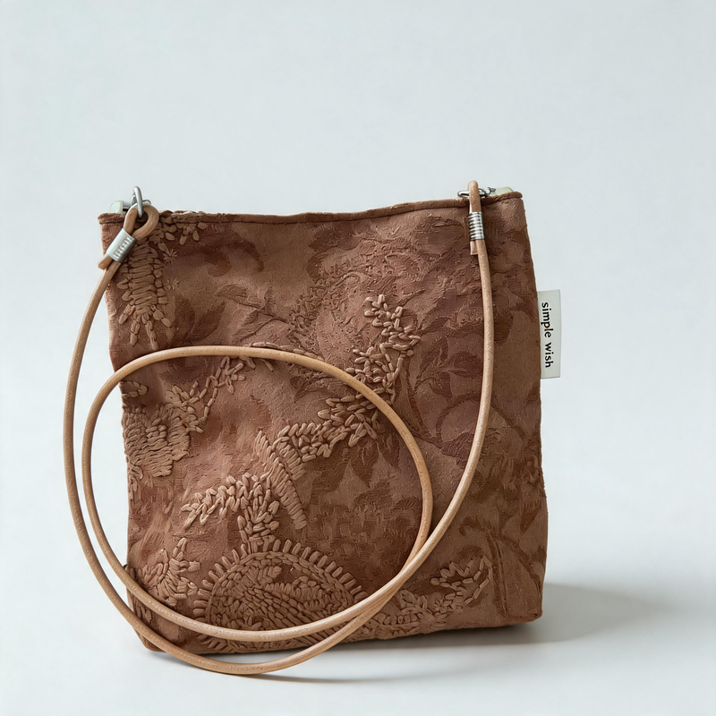 Vintage Floral Embossed Faux Suede Mini Crossbody Bag