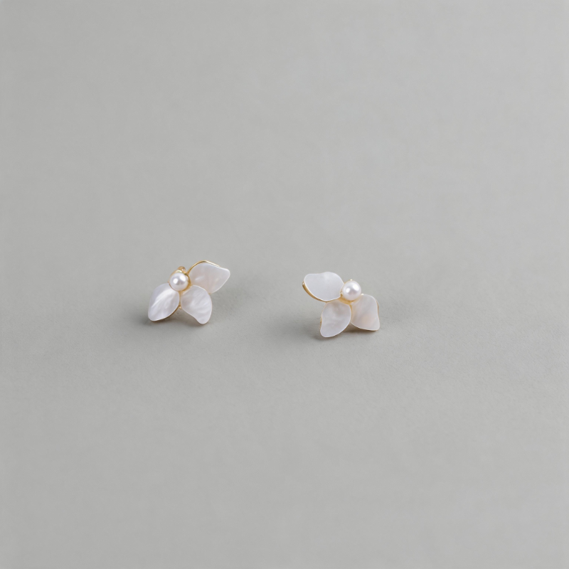 Boho Flower Petal Shape Pearl Tassel Earrings