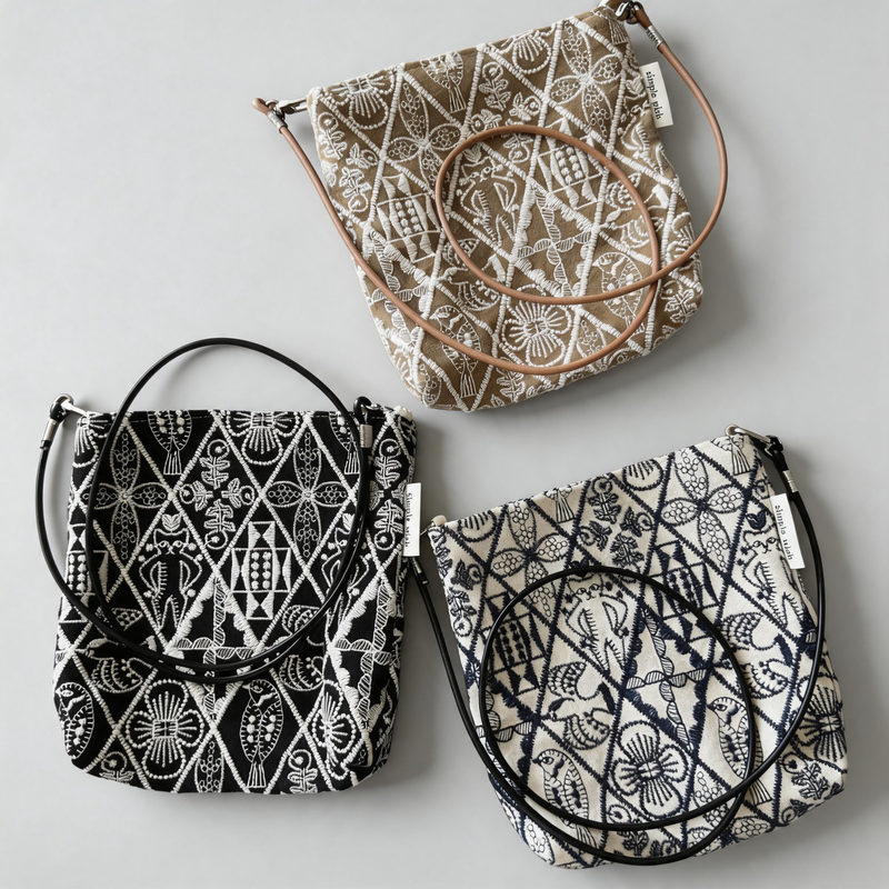 Vintage Embroidered Canvas Crossbody Pouch