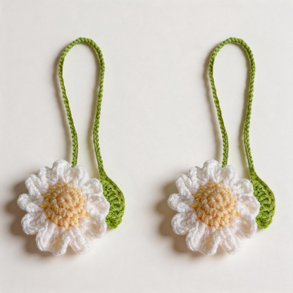 2PCS Knitted Crochet Flower Bag Charm Set