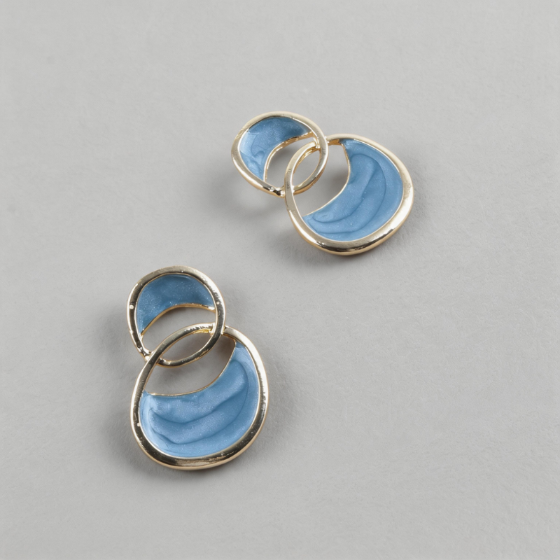 Matte Geometric French Blue Light Luxury Earrings