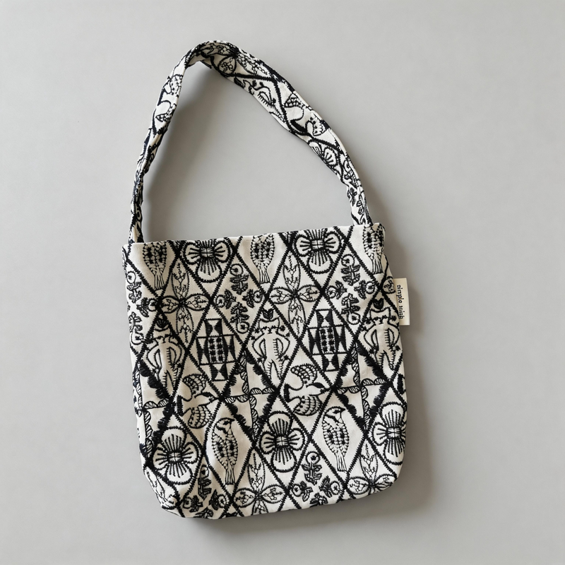 Vintage Embroidery Small Underarm Canvas Tote Bag
