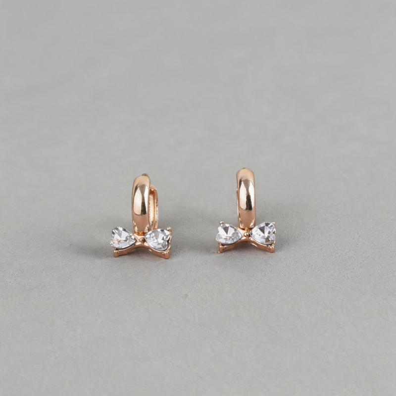 Minimalist Geometric Bow Knot Zircon Inlay Earrings
