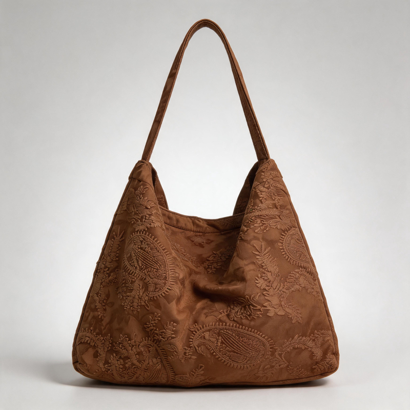 Vintage Floral Embroidered Large Capacity Crossbody Tote Bag