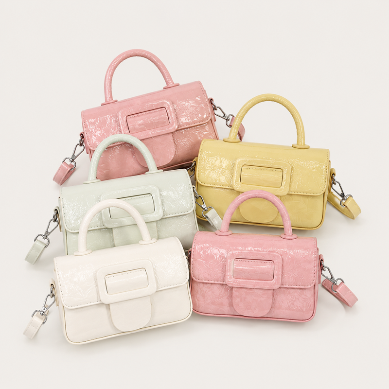 Faux Patent Leather Satchel Bag