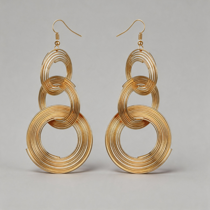 Retro-inspired Geometric Multi-layer Metal Circles Retro Earrings
