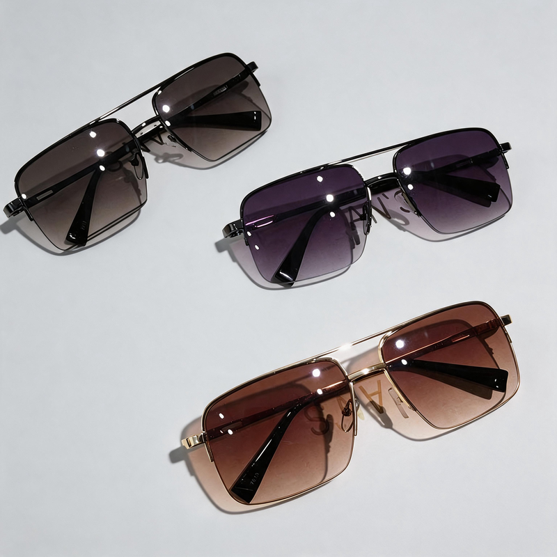 Men’s Half-Rim Square Driving Fashion Sunglasses