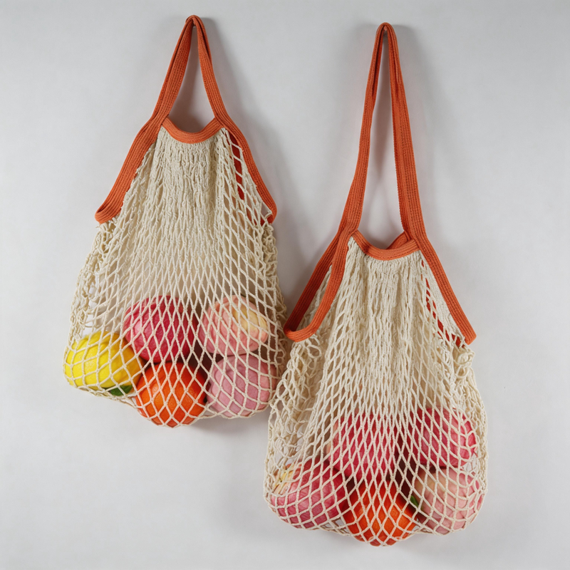 Color Block Cotton Hollow-out Mesh Hobo Shoulder Bag
