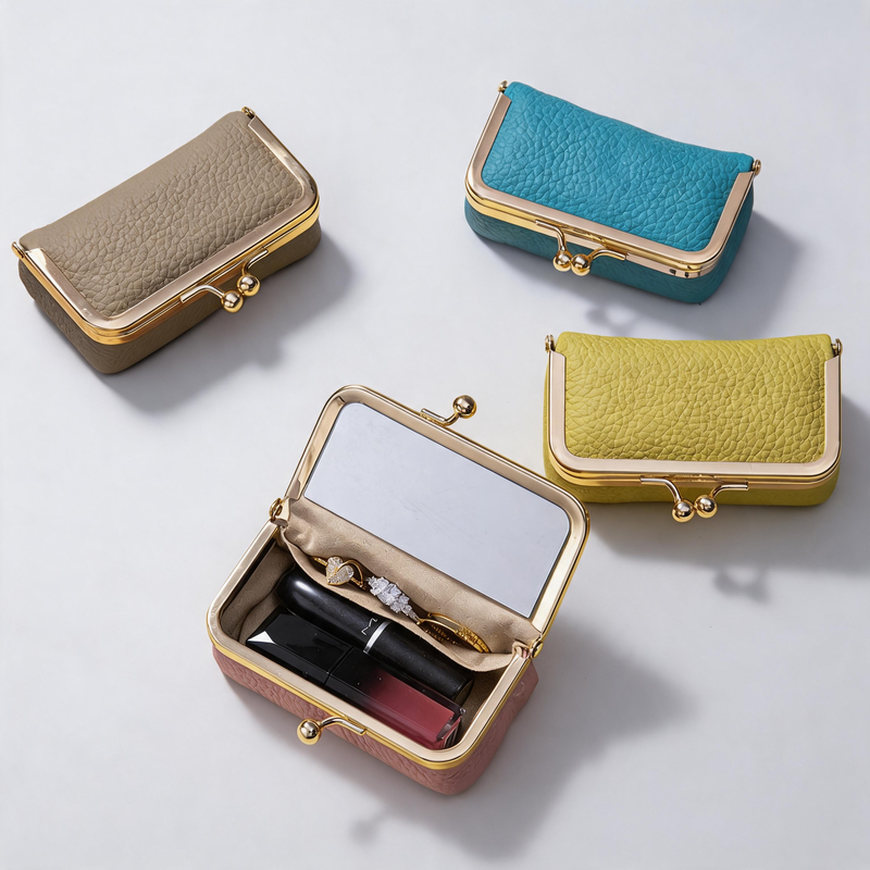 Faux Leather Kiss Lock Storage Wallet