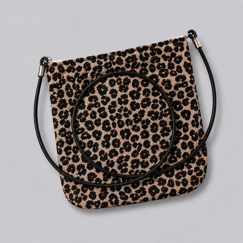 Minimalist Vintage Leopard Print Canvas Crossbody Pouch